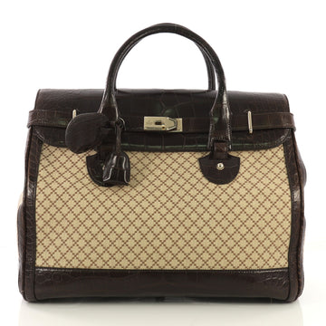 Gucci Cathrine Flap Satchel Diamante Canvas with Crocodile 4143339