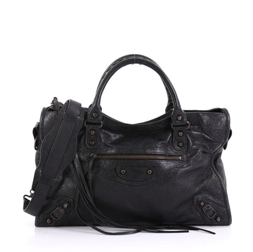 Balenciaga City Classic Studs Bag Leather Medium Black 4144201