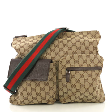 Gucci Double Pocket Web Messenger GG Canvas Medium - Rebag