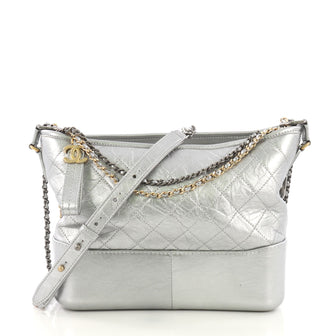 Chanel Gabrielle Hobo Quilted Aged Calfskin Medium Silver 414865