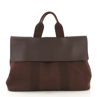 Hermes Valparaiso Handbag Toile and Leather MM Brown 4148815