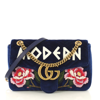 Gucci GG Marmont Flap Bag Embroidered Matelasse Velvet 4148817