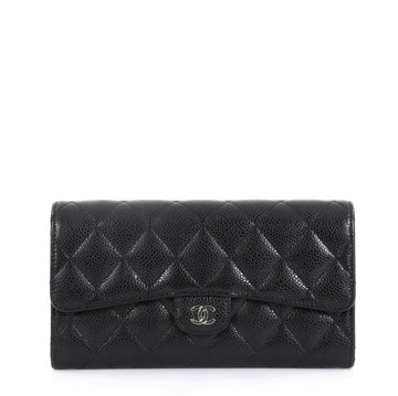 Chanel Model: CC Gusset Classic Flap Wallet Quilted Caviar Long Black 41488/9