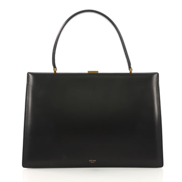 Celine Clasp Top Handle Bag Leather Medium Black 414951