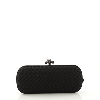 Bottega Veneta Box Knot Clutch Intrecciato Silk Faille Long Black 415061