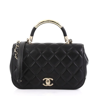 Chanel Carry Chic Flap Bag Quilted Lambskin Small Black 4150716