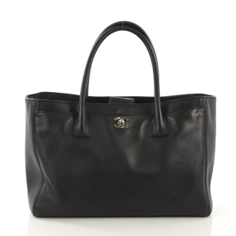 Chanel Cerf Executive Tote Leather Medium Black 4151122