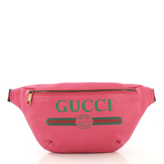 Gucci Logo Belt Bag Printed Leather Medium Pink 415151