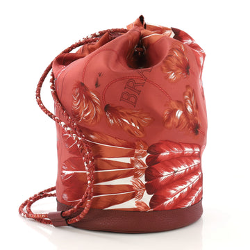 Hermes Soie Cool Handbag Printed Silk and Calfskin Medium 4151714