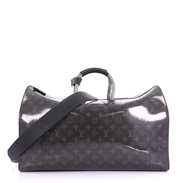Louis Vuitton Keepall Bandouliere Bag Limited Edition Monogram Glaze Eclipse Canvas 50