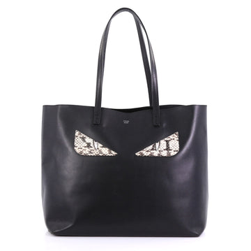 Fendi Monster Roll Tote Leather with Python Medium Black 4151723