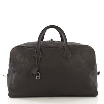 Hermes Victoria II Travel Bag Clemence 50 Brown 415175
