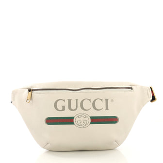 Gucci Logo Belt Bag Printed Leather Medium White 4151901