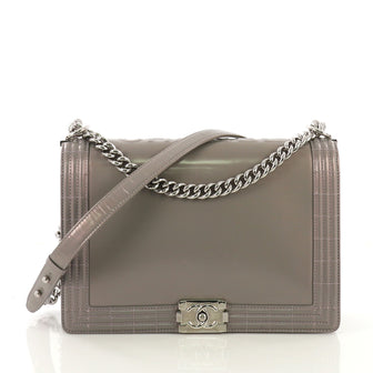 Chanel Reverso Boy Flap Bag Glazed Calfskin Large Gray 415232