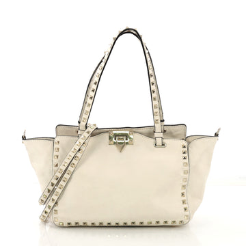 Valentino Rockstud Tote Soft Leather Small White 415234