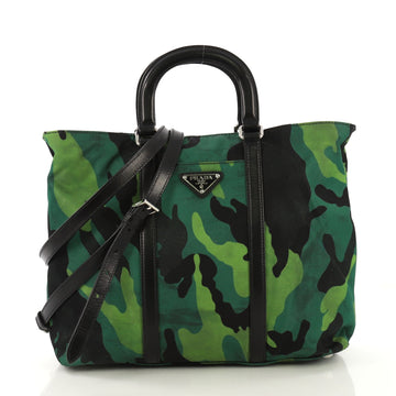 Prada Camouflage Convertible Tote Tessuto with Leather Green 415341