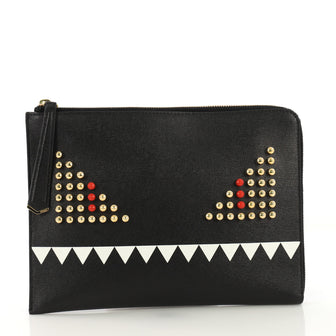 Fendi Monster Pouch Studded Leather Small Black 4155801