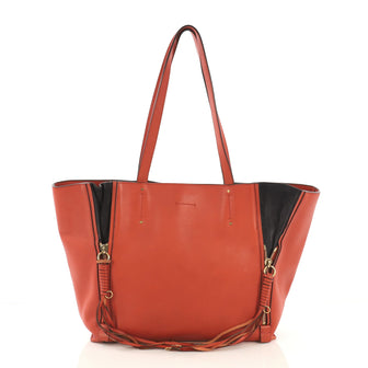 Chloe Milo Shopping Tote Leather Medium Orange 415852