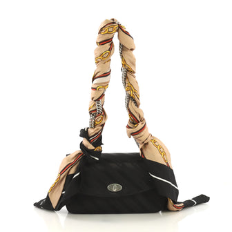 Balenciaga Lock Round Shoulder Bag Jacquard Medium Black 415853