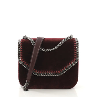 Stella McCartney Falabella Box Shoulder Bag Velvet Small Red 415893