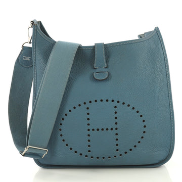 Hermes Evelyne Crossbody Gen III Clemence GM Blue 415932