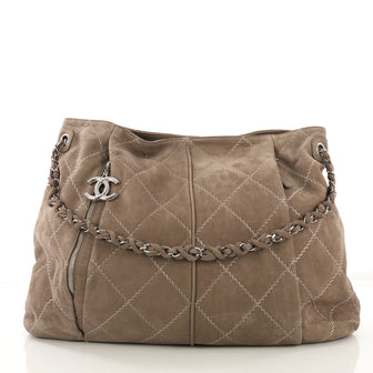 Chanel Ultimate Stitch Hobo Quilted Nubuck Large Brown 4160410