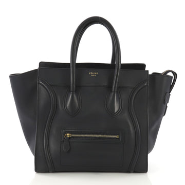 Celine Luggage Handbag Smooth Leather Mini Blue 4160416
