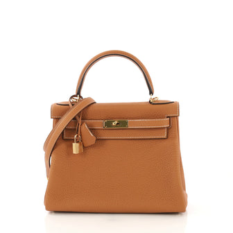 Hermes Kelly Handbag Brown Clemence with Gold Hardware 28 4160429