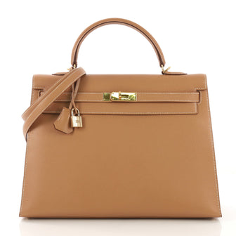 Hermes Kelly Handbag Brown Courchevel with Gold Hardware 35 416047