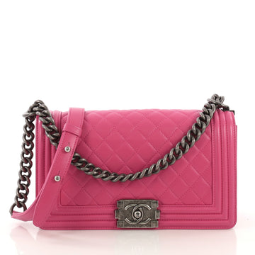 Chanel Boy Flap Bag Quilted Lambskin Old Medium Pink 416048