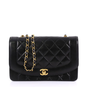 Chanel Vintage Diana Flap Bag Quilted Lambskin Medium Black 4160611