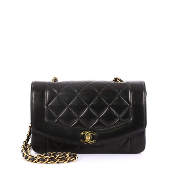Chanel Vintage Diana Flap Bag Quilted Lambskin Small Black 4160615