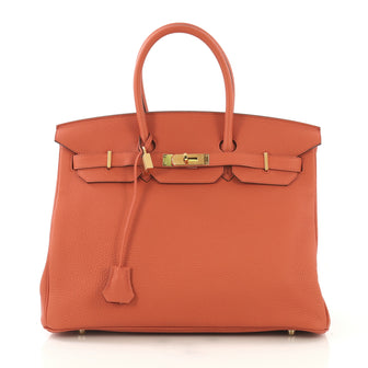 Hermes Birkin Handbag Orange Togo with Gold Hardware 35 - Rebag