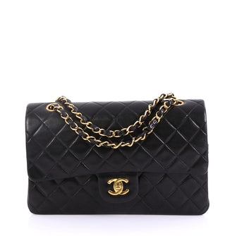 Chanel Vintage Classic Double Flap Bag Quilted Lambskin Black 4160621