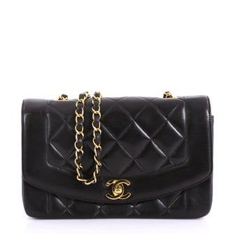 Chanel Vintage Diana Flap Bag Quilted Lambskin Small Black 4160623