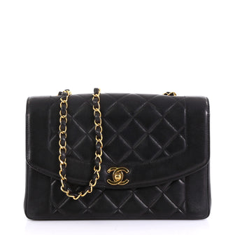 Chanel Vintage Diana Flap Bag Quilted Lambskin Medium Black 4160624