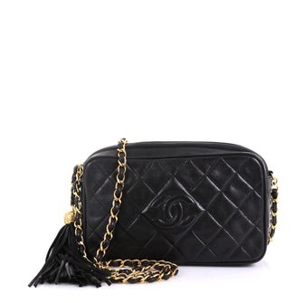 Chanel Vintage Diamond CC Camera Bag Quilted Leather Small Black 4160625