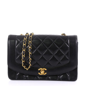 Chanel Vintage Diana Flap Bag Quilted Lambskin Medium Black 4160631