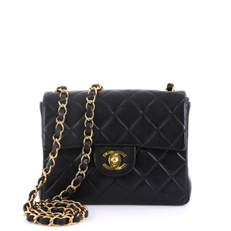 Chanel Vintage Square Classic Single Flap Bag Quilted Black 4160632
