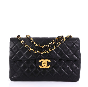 Chanel Vintage Classic Single Flap Bag Quilted Lambskin Black 4160634