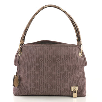 Louis Vuitton Wish Bag Monogram Suede with Python Purple 416081