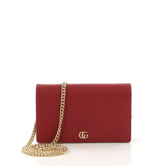 Gucci Petite Marmont Chain Wallet Leather Mini Red 4161101