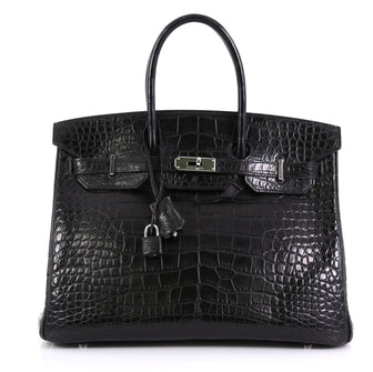 Hermes Birkin Handbag Black Matte Alligator with Palladium 416151