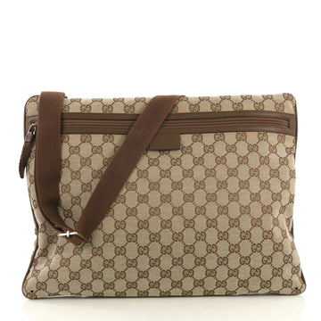 Gucci Front Zip Messenger GG Canvas Large Brown 416162