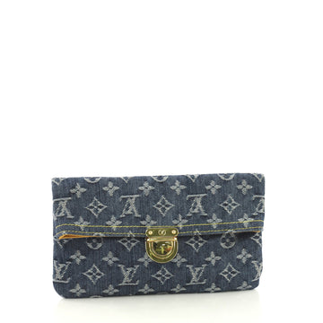 Louis Vuitton Plate Clutch Denim Blue 416163
