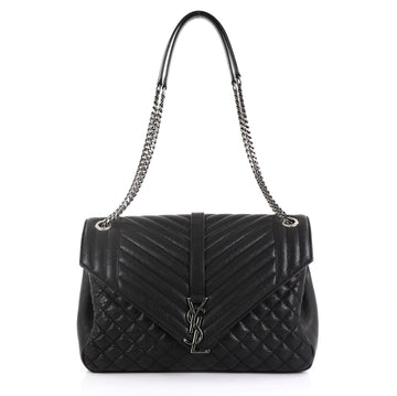 Saint Laurent Classic Monogram Slouchy Envelope Satchel Quilted Leather Large