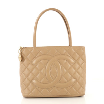 Chanel Medallion Tote Quilted Caviar Neutral 416311