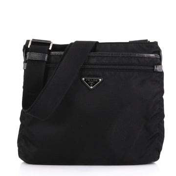 Prada Zip Messenger Bag Tessuto Medium Black 416442