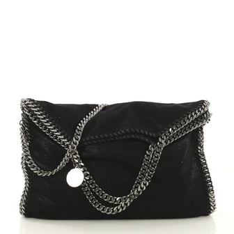 Stella McCartney Falabella Fold Over Bag Shaggy Deer Black 4164501