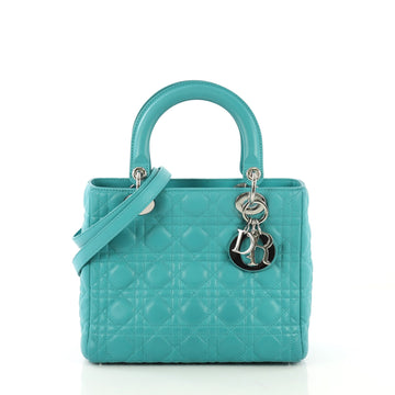 Christian Dior Lady Dior Handbag Cannage Quilt Lambskin Blue 4165712